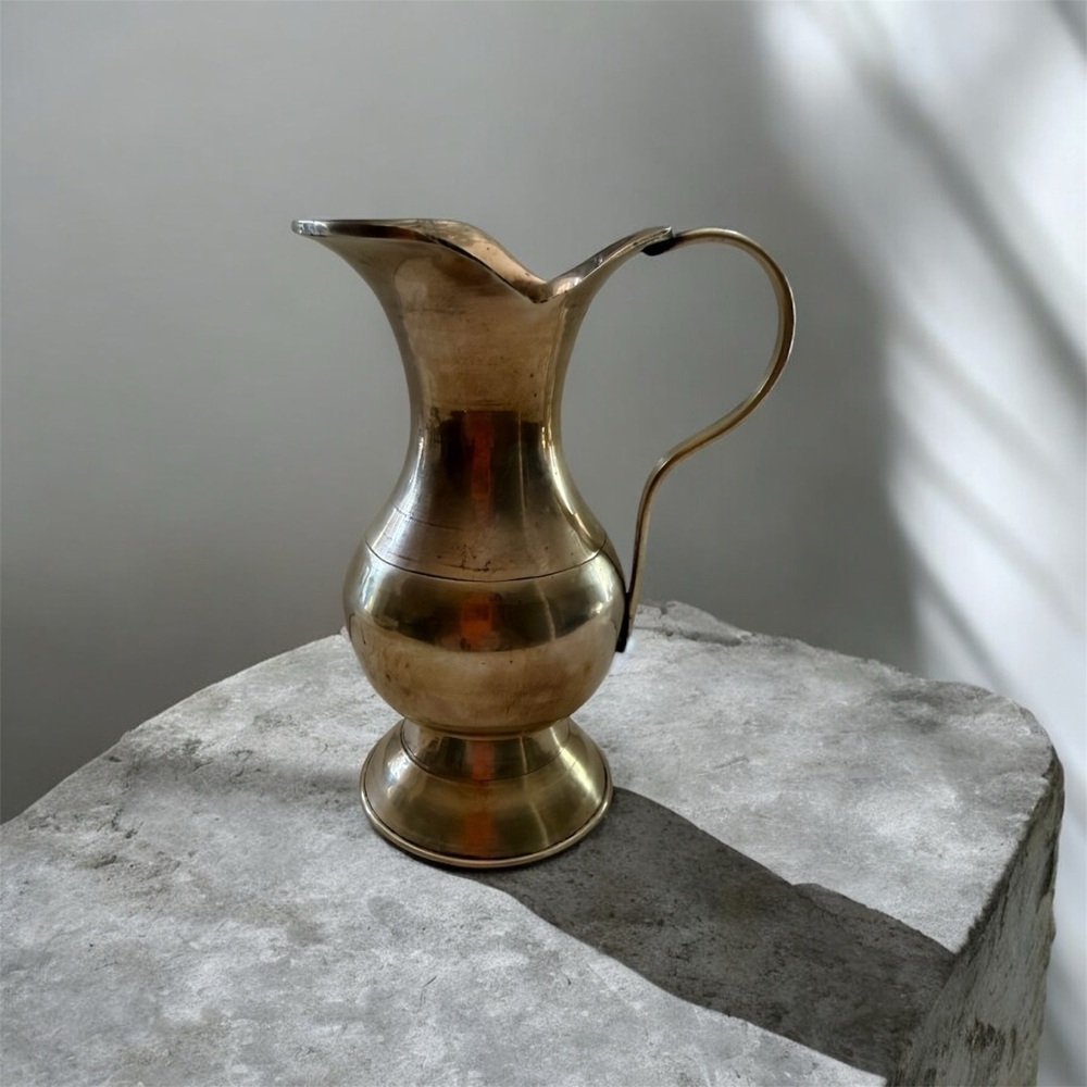 Vintage gold brass Pitcher - Picture 2 of 12